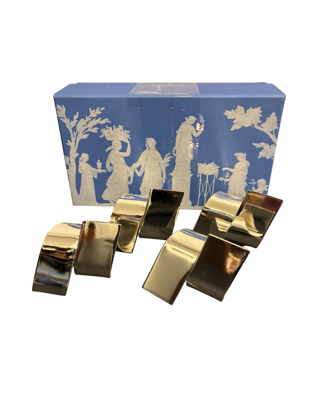 Wedgwood Silver Plated Napkin Rings Set of 4 Modernist Folded Ribbon Design